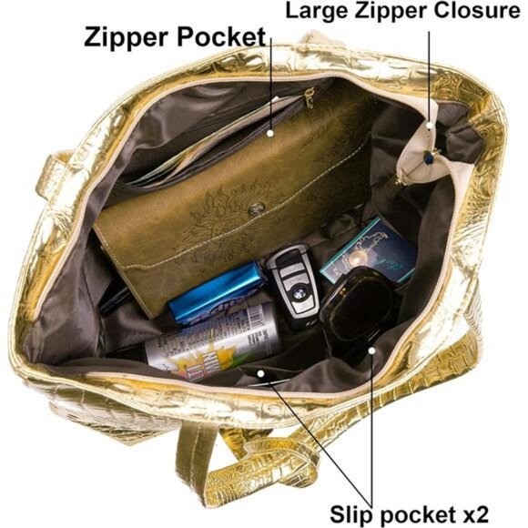 Purse and Handbag for Women Crocodile Satchel Large Shoulder Tote Bag - Picture 5 of 7